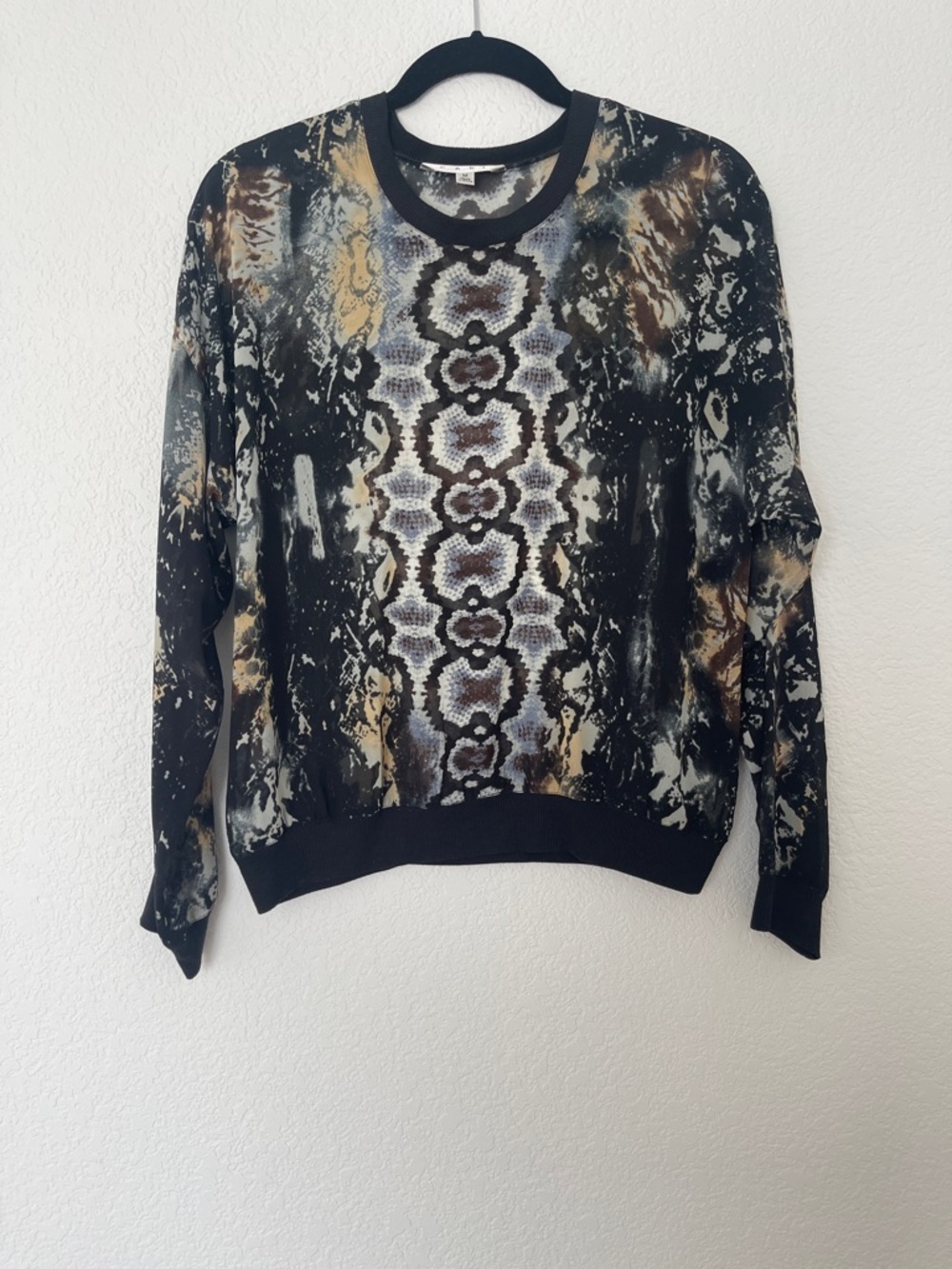 CAbi Black, Brown & Cream Snake-Print Tunic Top